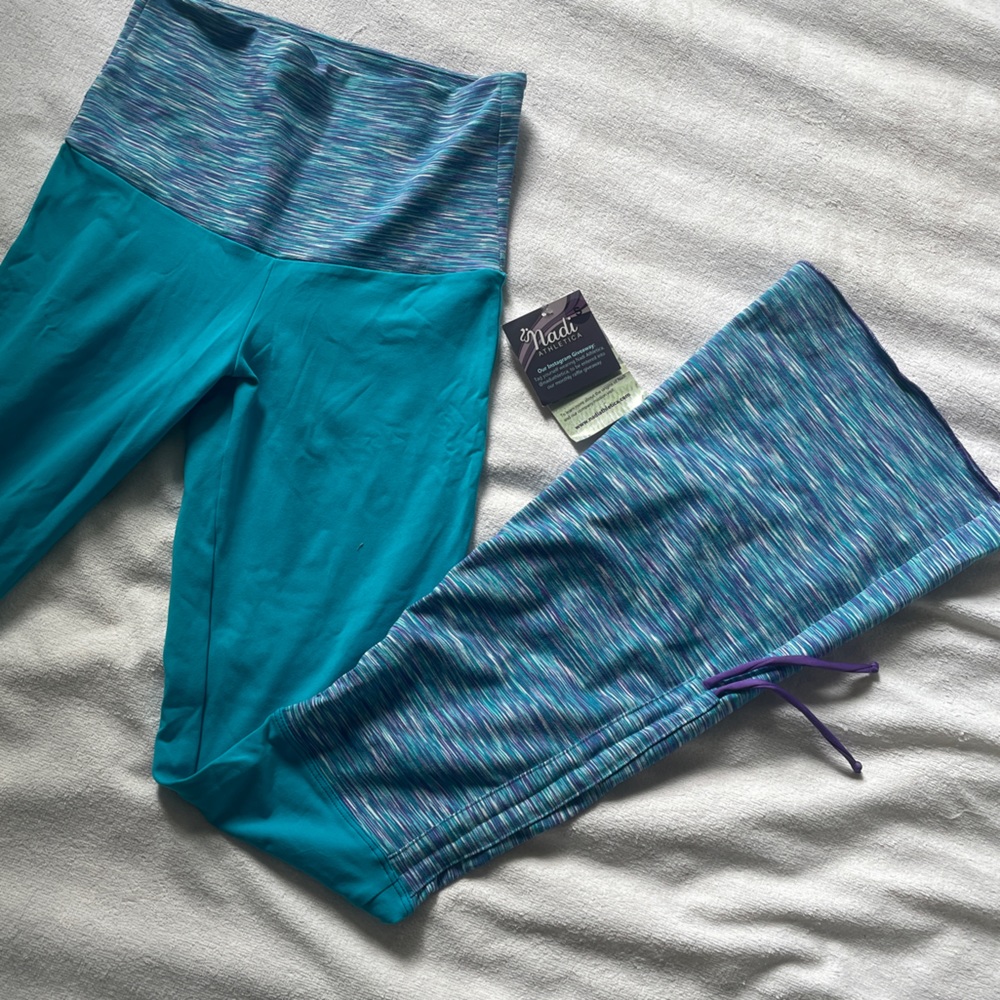 Small BLUE flared bell bottom festival leggings from Nadi Athletica - yoga pants - Picture 3 of 7